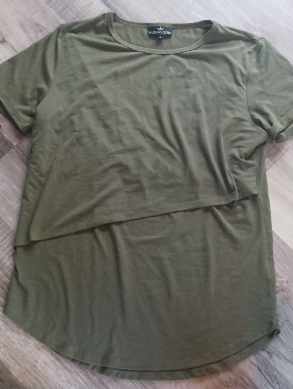 Nursing Queen Olive Green Short Sleeve Layered Nursing Tee